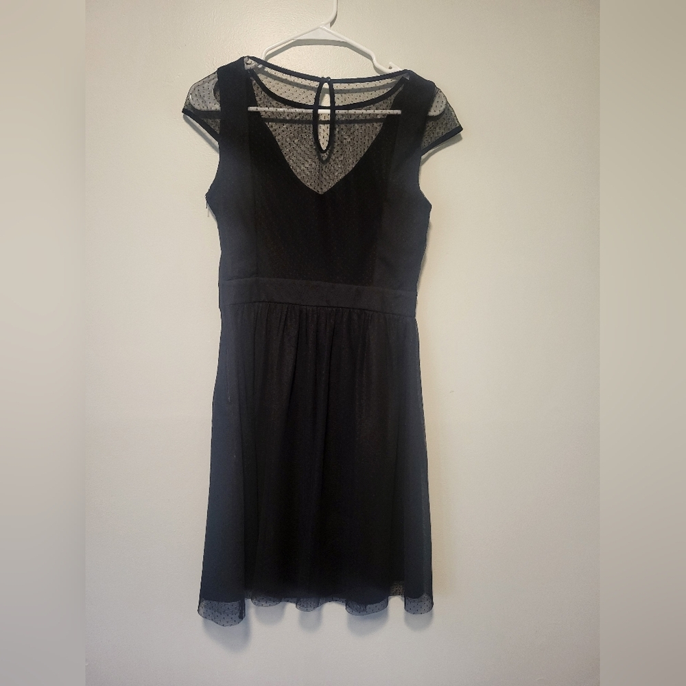 NAF NAF sheer polkadot black dress size 36